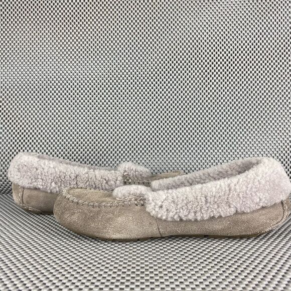 Ugg Ansley Moccasins Slippers Slip On Shoes Womens Size 7 Gray Shearling - Picture 4 of 10